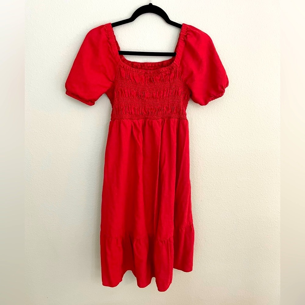 Isabel Maternity by Ingrid & Isabel Dress Size S Red Elastic Top Ruffle
